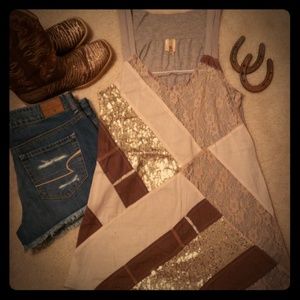 Sequin and Lace Tank Top